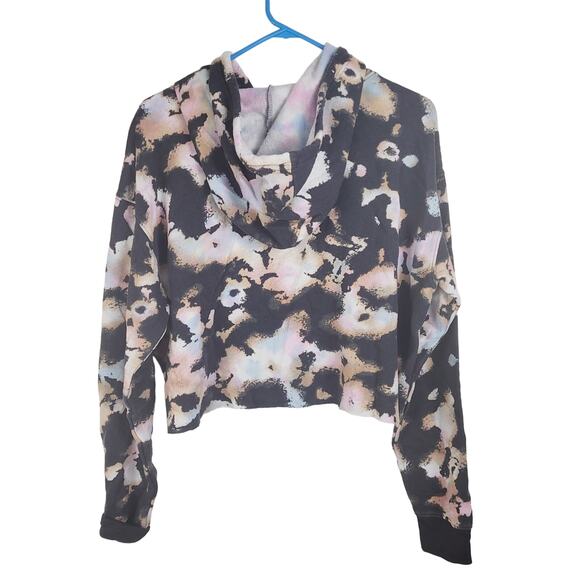 New Wild Fable black tie dye cropped fleece lined hoodie Size Large - Picture 2 of 7